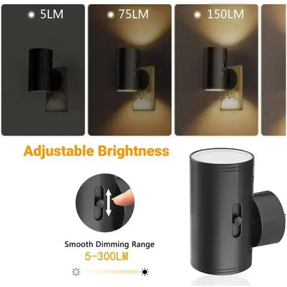 LED Night Light Plug in Dusk to Dawn Sensor Adjustable Brightness Dimmable Night Lights for Kitchen Hallway Bedroom Stairs